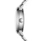 Close-up of a silver watch with a white background