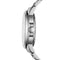 Close-up of a silver watch with a white background