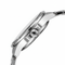 Close-up of a silver watch on a white background