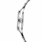 Close-up of a silver watch with a white background