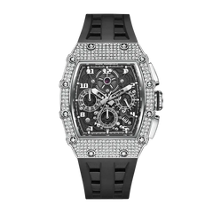 Fairwhale FW-5069 Chronog - Black strap, diamond bezel, chronograph face