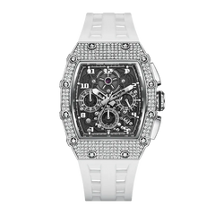 Fairwhale FW-5069 Chronog - Close-up of black face with diamond accents and silver crown