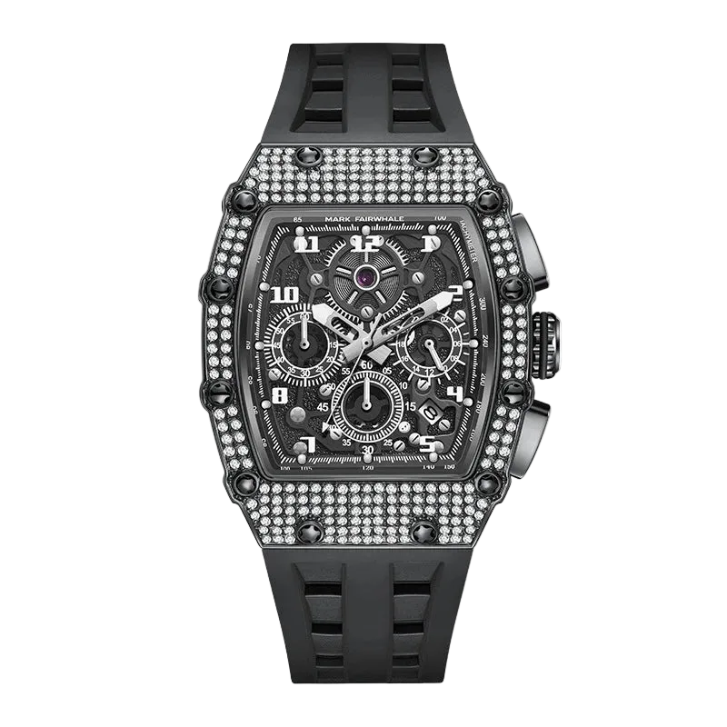 Fairwhale FW-5069 Chronog - White strap, diamond bezel, detailed subdials