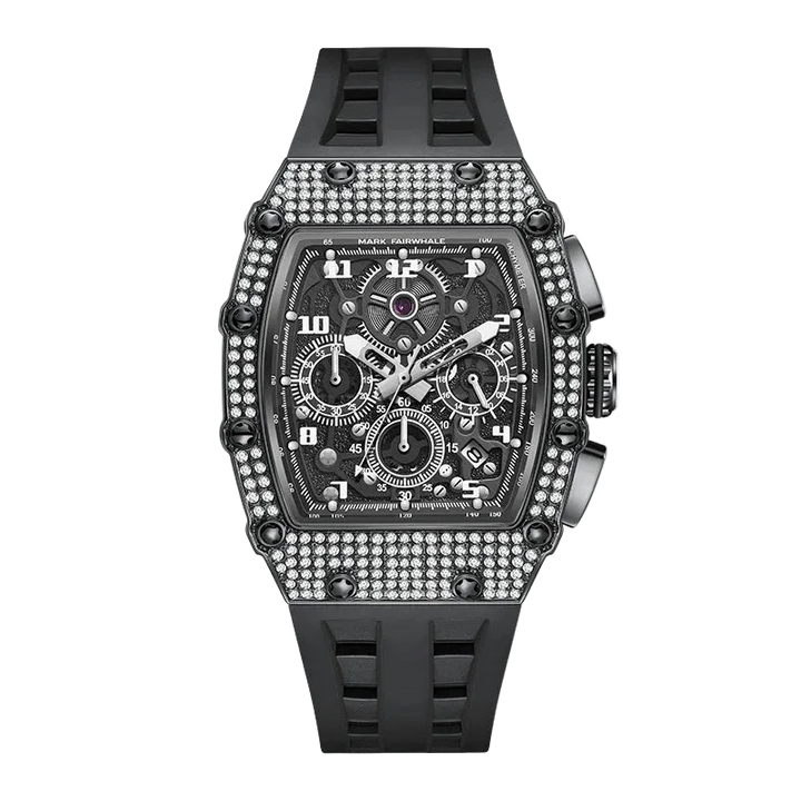 Fairwhale FW-5069 Chronog - White strap, diamond bezel, detailed subdials