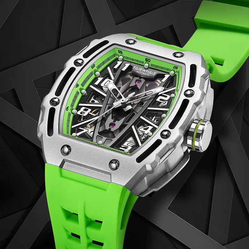 Fairwhale SISTOR tonneau-shaped men’s sport watch with luminous dial and 3ATM water resistance