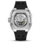 Fairwhale watch with black strap and visible mechanical components on a white background