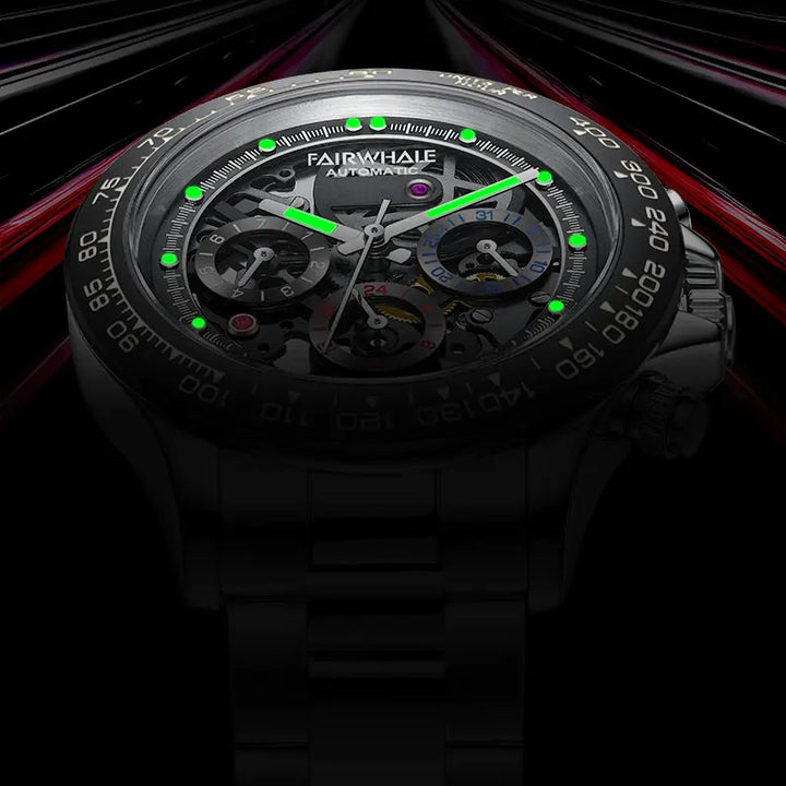 Luminous dial glowing in the dark on 6970 VORTEXIS watch