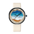 Flat lay of Fairwhale OCELYA women’s minimalist watch, luxury starry dial quartz timepiece with 25mm leather strap and ultra-thin profile.