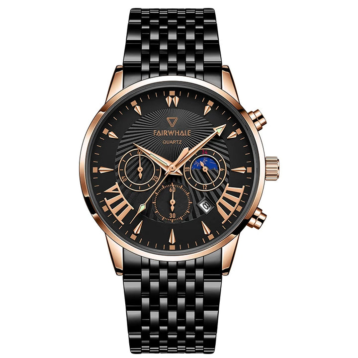 Front view of Mark Fairwhale 5020 TONARIS men’s chronograph watch with calendar and Roman numerals.