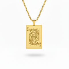 gold king of hearts pendant necklace stainless steel chain