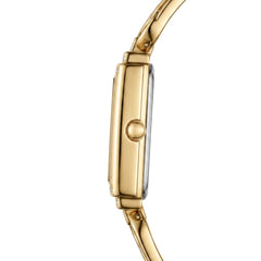 Gold watch with a white background