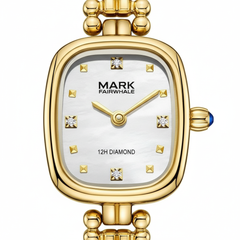 Gold watch with diamond accents on a white background