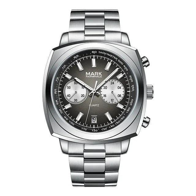 Gradient grey dial version of the Mark Fairwhale AURIXON waterproof quartz watch.