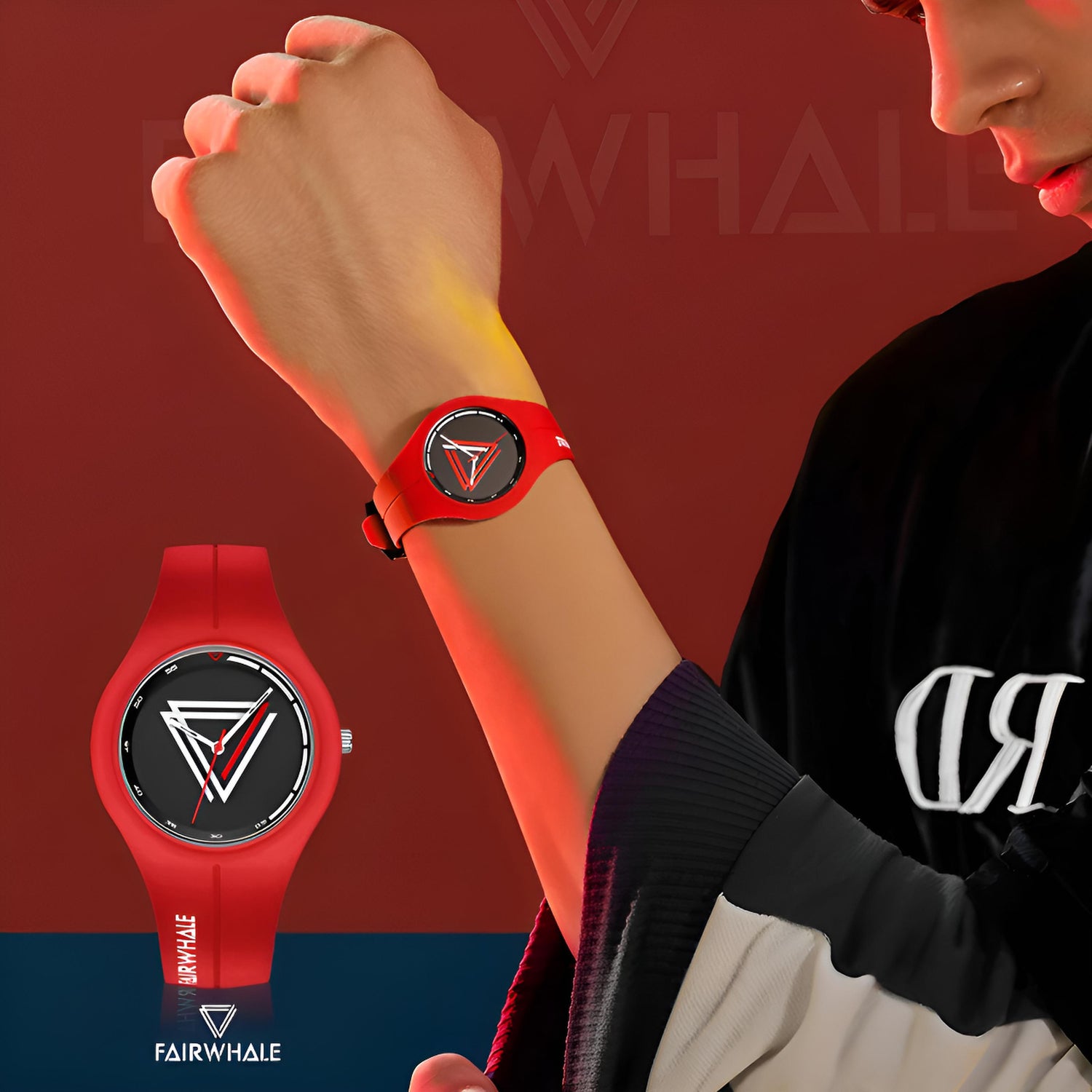 Mark Fairwhale NOVIA Crimson Pulse – Bold red strap watch with modern dial, ideal for expressive young professionals