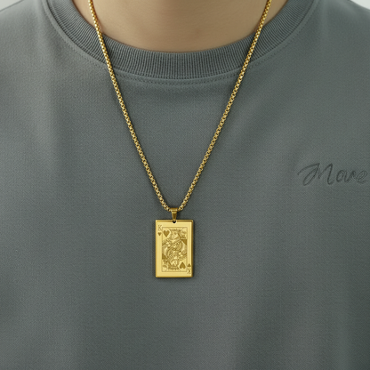 Lifestyle gold king of hearts pendant necklace stainless steel chain