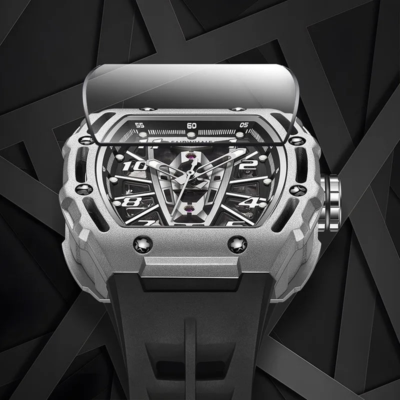 Lifestyle shot – Mark Fairwhale SISTOR skeleton watch on wrist