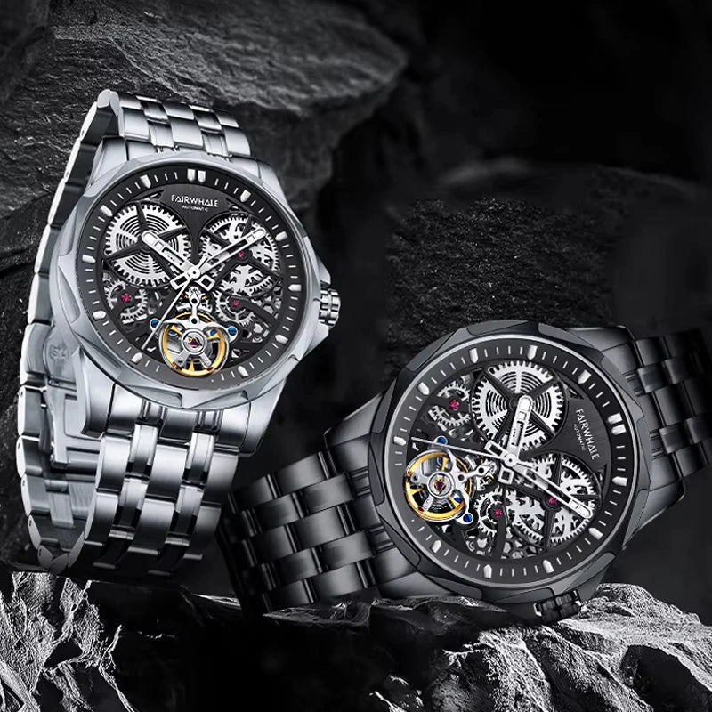 Luminous markers and hands ensure visibility while preserving the purity of the skeleton design.