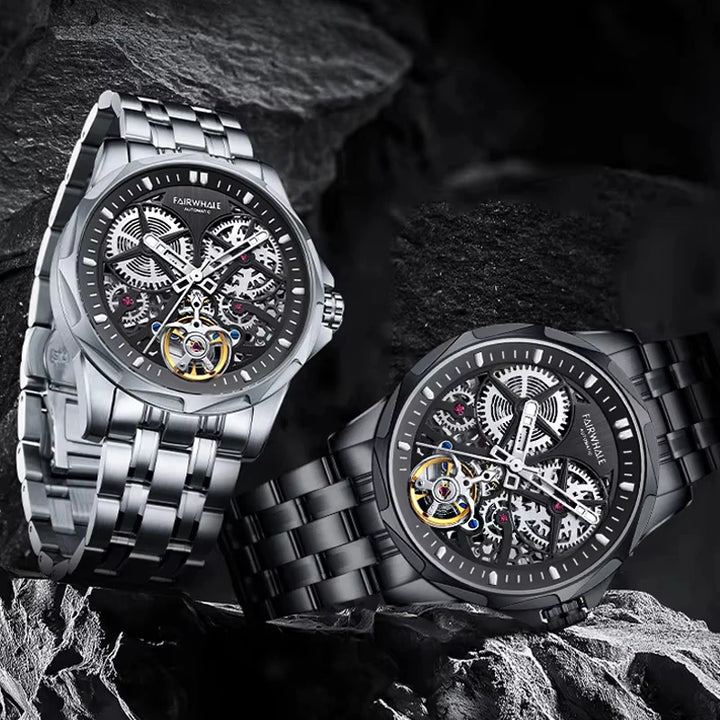 Luminous markers and hands ensure visibility while preserving the purity of the skeleton design.