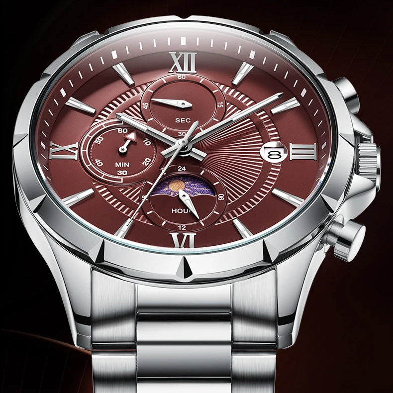 Luminous quartz watch dial visible in low light conditions