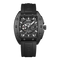 Luxury Fairwhale tonneau watch black dial black case black rubber strap automatic mechanical wristwatch front view