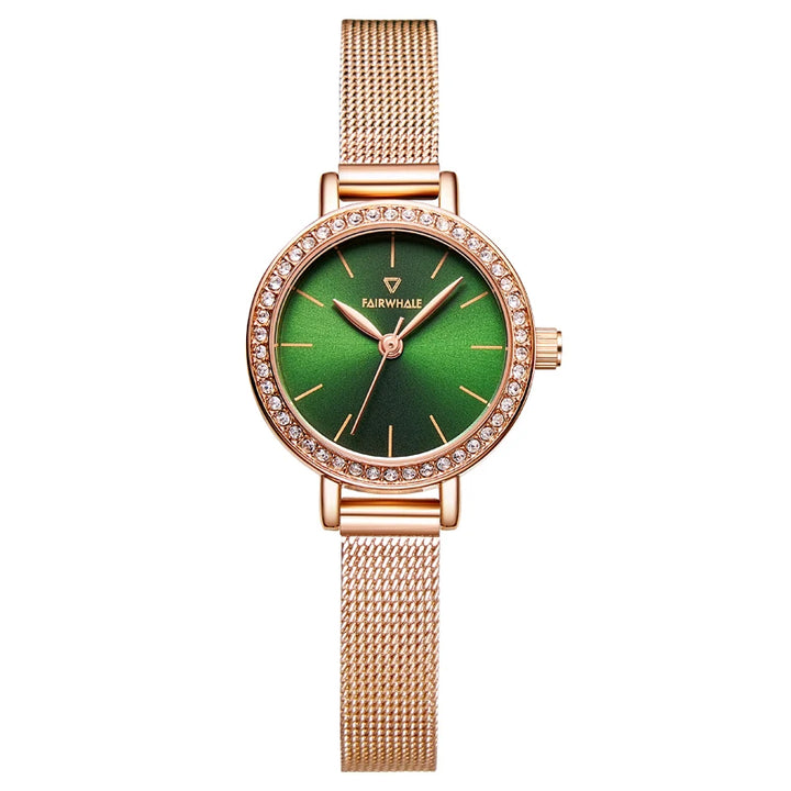 Luxury Mark Fairwhale ROVIA 3280 women’s red dial watch with leather strap and sparkling bezel