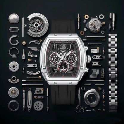 Luxury chronograph watch for men with silicone sport strap