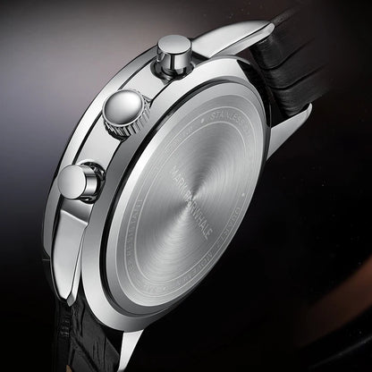 Luxury men’s chronograph watch Mark Fairwhale FW-5067 with leather strap and luminous display