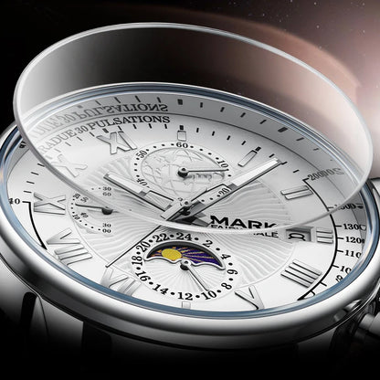 Luxury men’s chronograph watch Mark Fairwhale FW-5067 with leather strap and luminous display