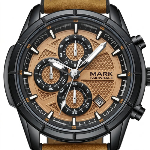 Luxury watch with brown leather strap and detailed face, featuring the brand &