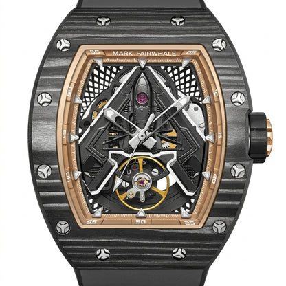 Luxury watch with intricate design and visible brand name on a white background