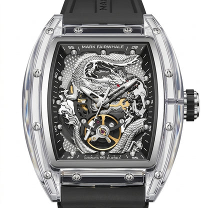 Luxury watch with intricate design and visible mechanical components on a white background