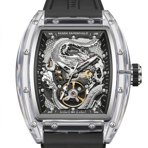 Luxury watch with intricate design and visible mechanical components on a white background