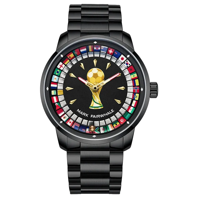 MARK FAIRWHALE 5087 World - black, world flags, football trophy