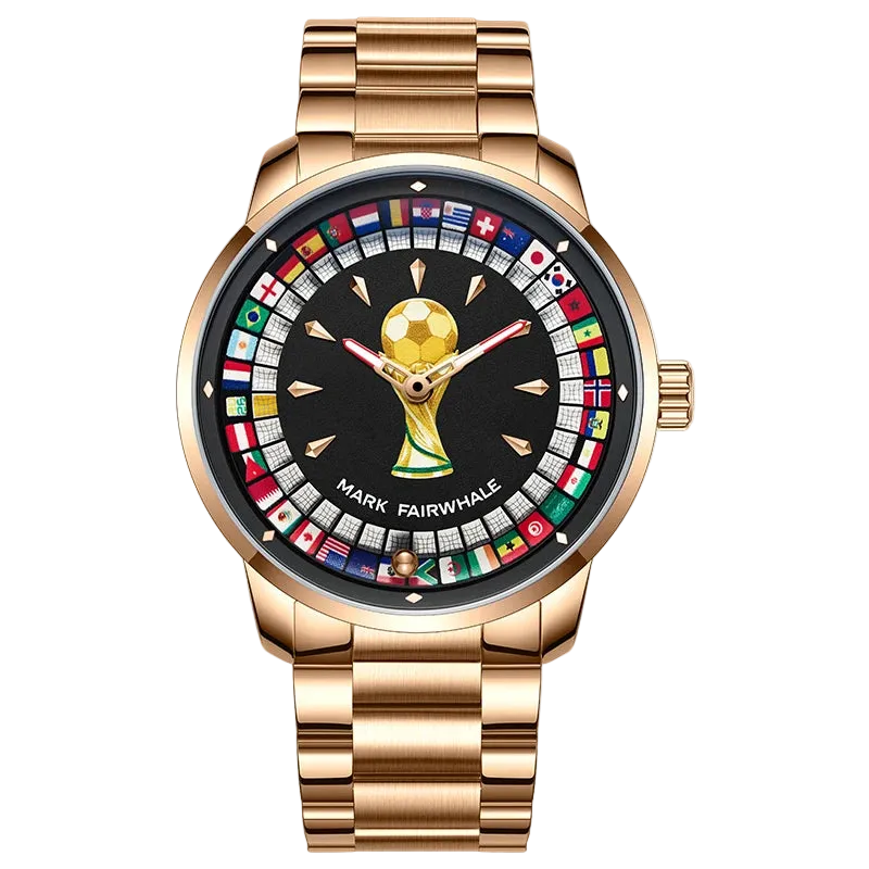 MARK FAIRWHALE 5087 World - rose gold, world flags, football trophy