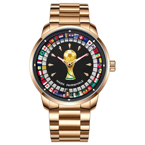 MARK FAIRWHALE 5087 World - rose gold, world flags, football trophy