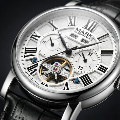 MARK FAIRWHALE FW-6017 AUTOMA men’s automatic tourbillon movement detail, visible tourbillon cage, precision mechanical components, luxury watch craftsmanship