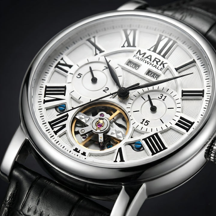 MARK FAIRWHALE FW-6017 AUTOMA men’s automatic tourbillon movement detail, visible tourbillon cage, precision mechanical components, luxury watch craftsmanship