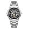 MARK FAIRWHALE FW-6043 Sk - Automatic skeleton watch, silver bracelet, black dial