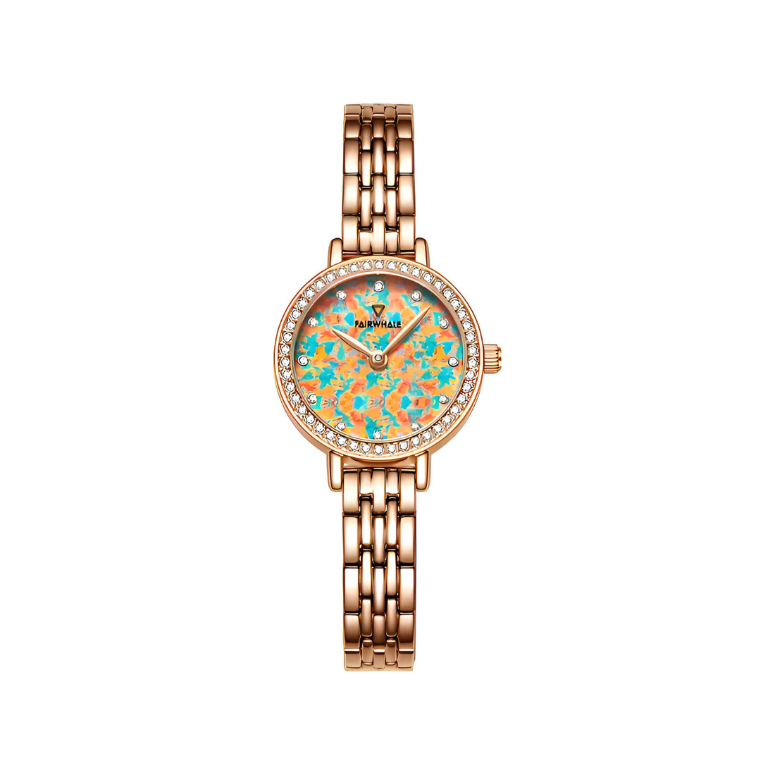 Mark Fairwhale CHROMA FW-3200 women’s watch with colorful opal dial and gold stainless steel bracelet