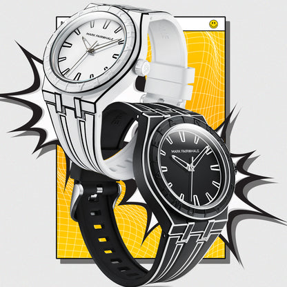 Mark Fairwhale 5110 2D SKETCH interchangeable black and white silicone straps