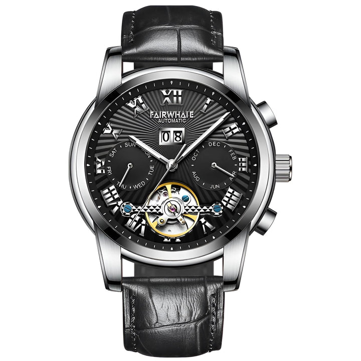 Mark Fairwhale ORIENTIS Steel – Stainless steel automatic watch for men with luminous calendar dial and dual-material band