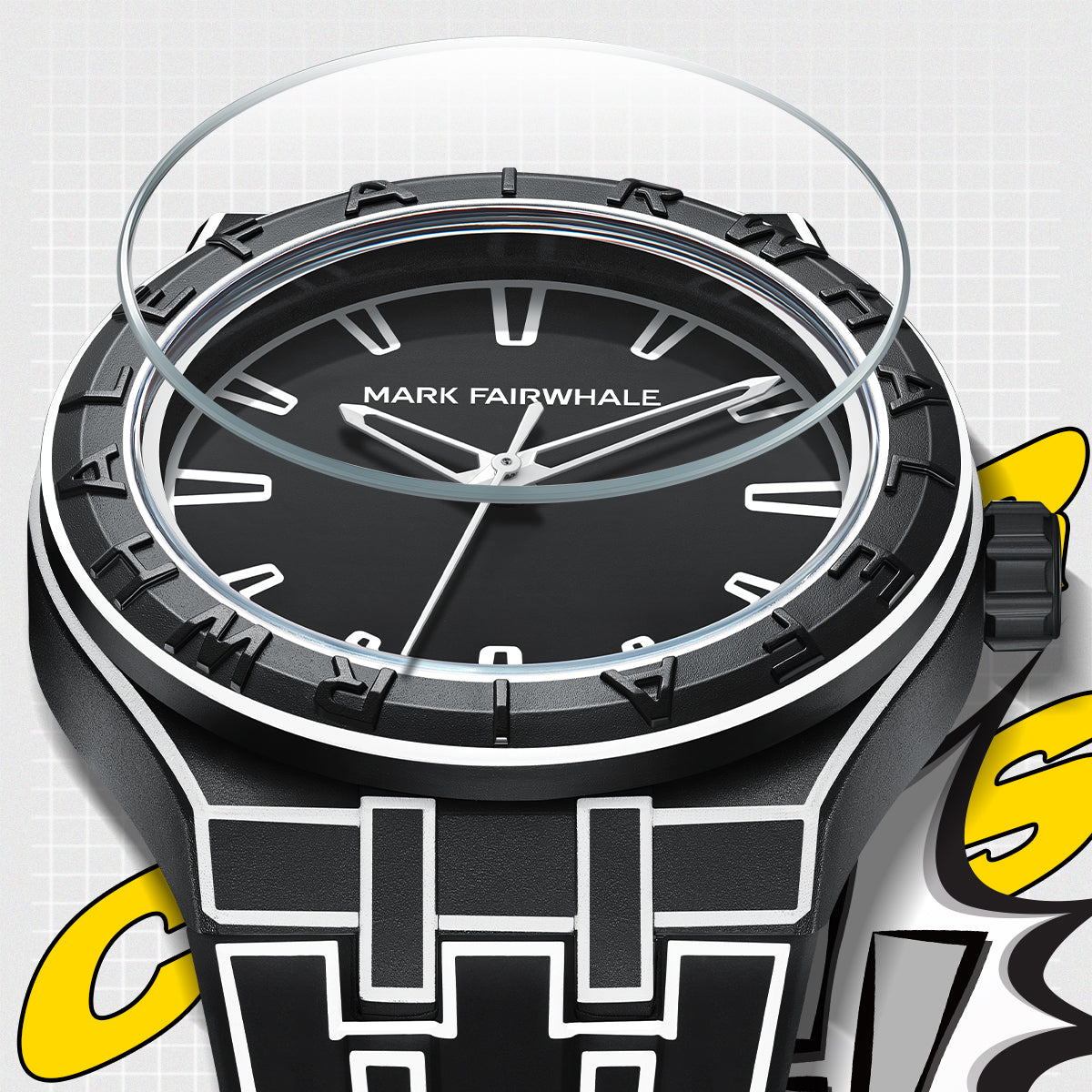 Mark Fairwhale 5110 2D SKETCH interchangeable black and white silicone straps