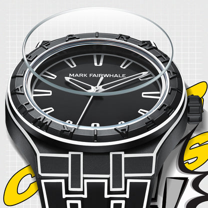 Mark Fairwhale 5110 2D SKETCH interchangeable black and white silicone straps