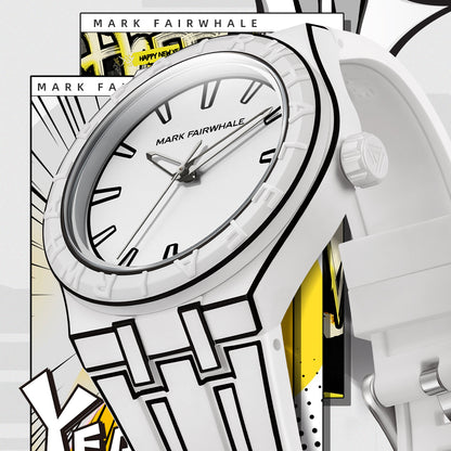 Mark Fairwhale 5110 2D SKETCH interchangeable black and white silicone straps