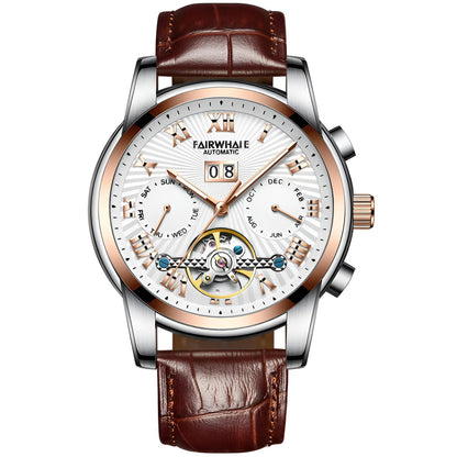 Mark Fairwhale ORIENTIS Steel – Stainless steel automatic watch for men with luminous calendar dial and dual-material band