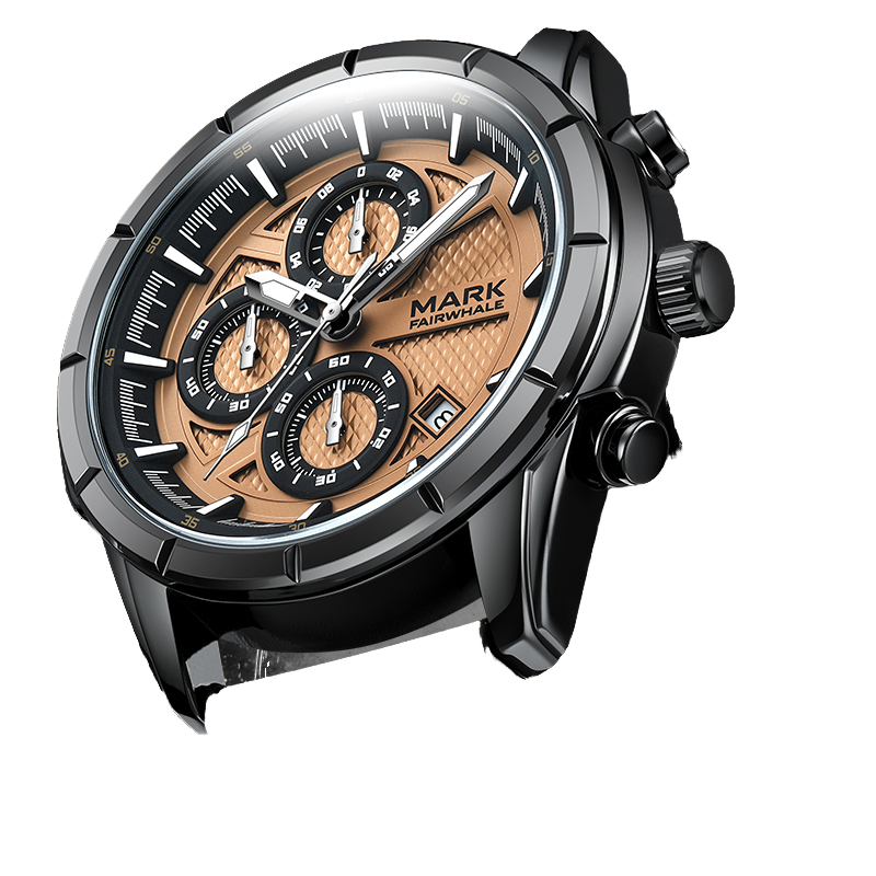 Close-up case image of Mark Fairwhale NOVANTOR luxury men’s watch packaging