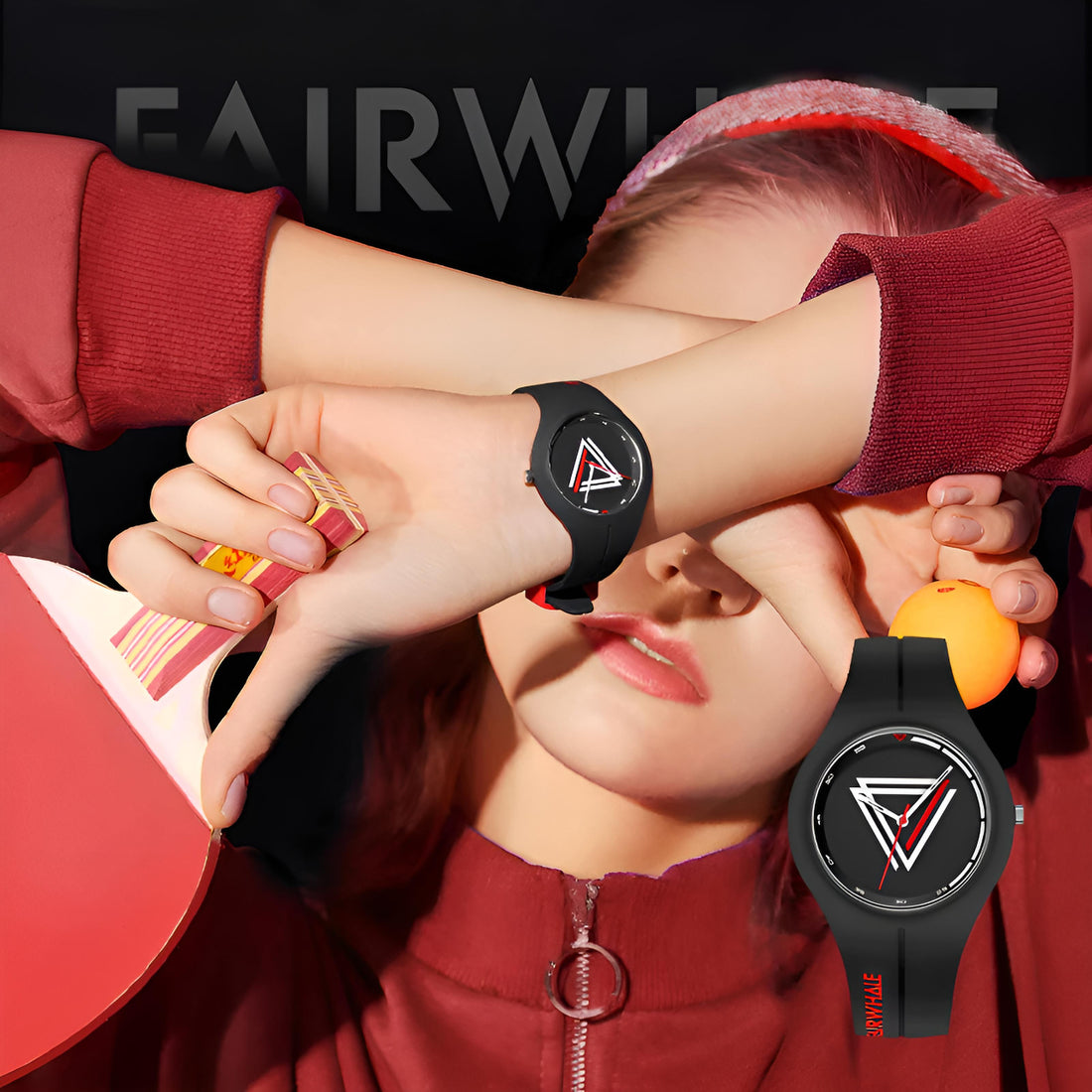 Mark Fairwhale NOVIA Onyx Loop – Black minimalist quartz watch for women with waterproof strap and pointer dial