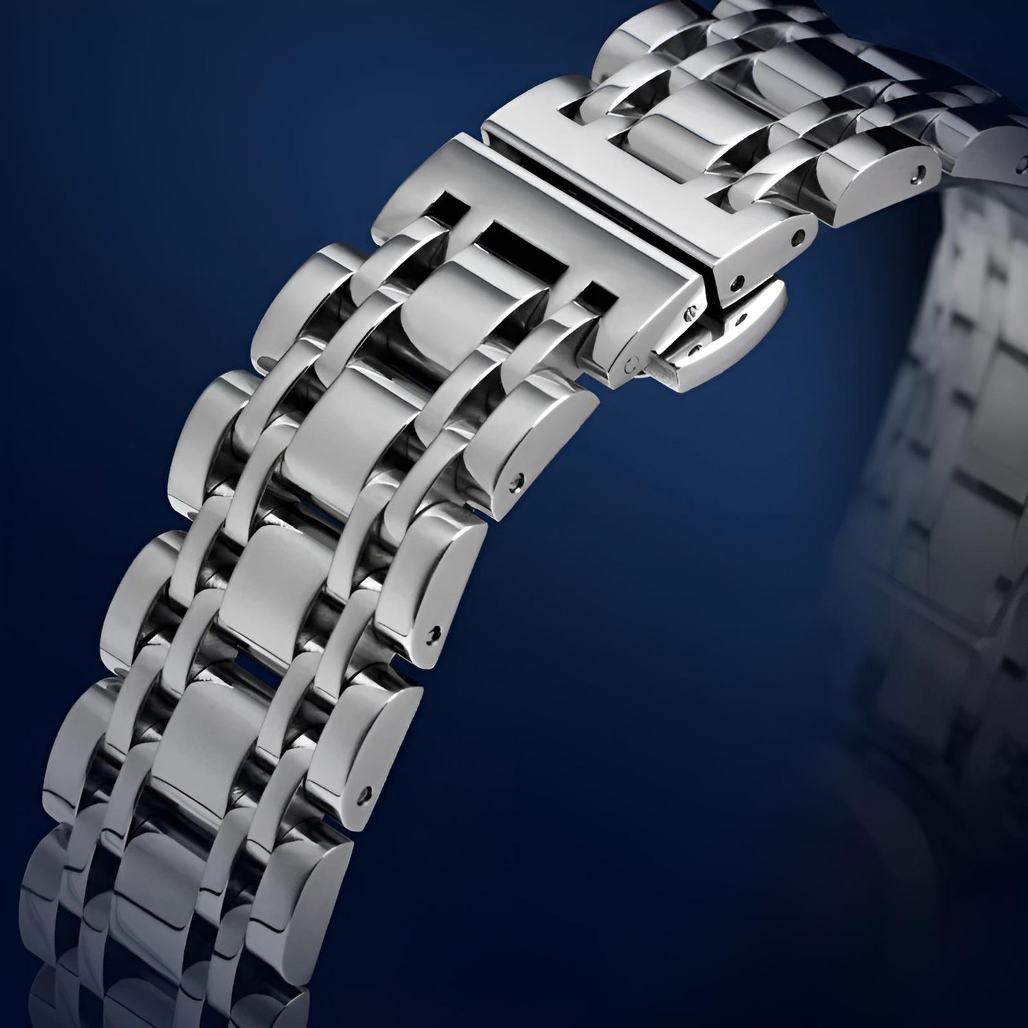 Mark Fairwhale ORIENTIS Skyborne Steel – Stainless steel automatic watch for men with luminous calendar dial and dual-material band