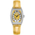 Mark Fairwhale 3450 DIAVANA showcasing yellow leather strap texture, polished buckle, and threaded crown for smooth and elegant control