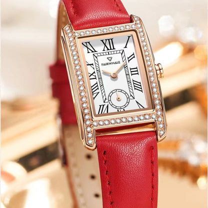 Mark Fairwhale 3455 TONELLE showing polished rose-gold bezel with crystal accents and Hardlex glass for luxurious precision